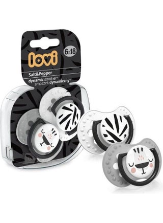 Lovi silicone Dynamic Soother 6-18m 2pcs salt & pepper - v1617175406/N45965473A_1