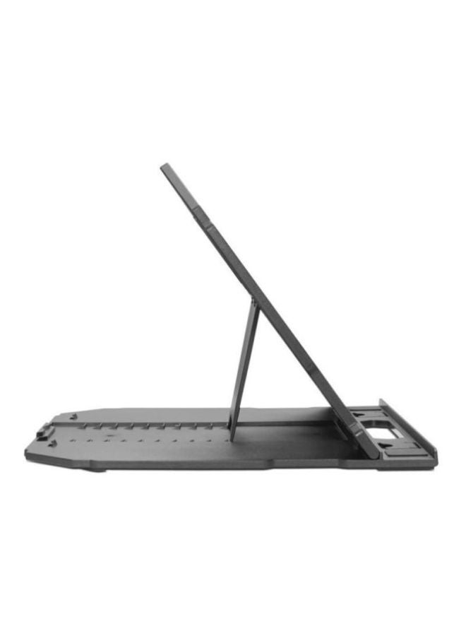 Lenovo - 2-In-1 Laptop Stand, Support for Laptops Up to 15", Ergonomic Design With 10 Adjustable Tilt Angles, Additional Cellphone Stand, Foldable to Flat Black - Image 1