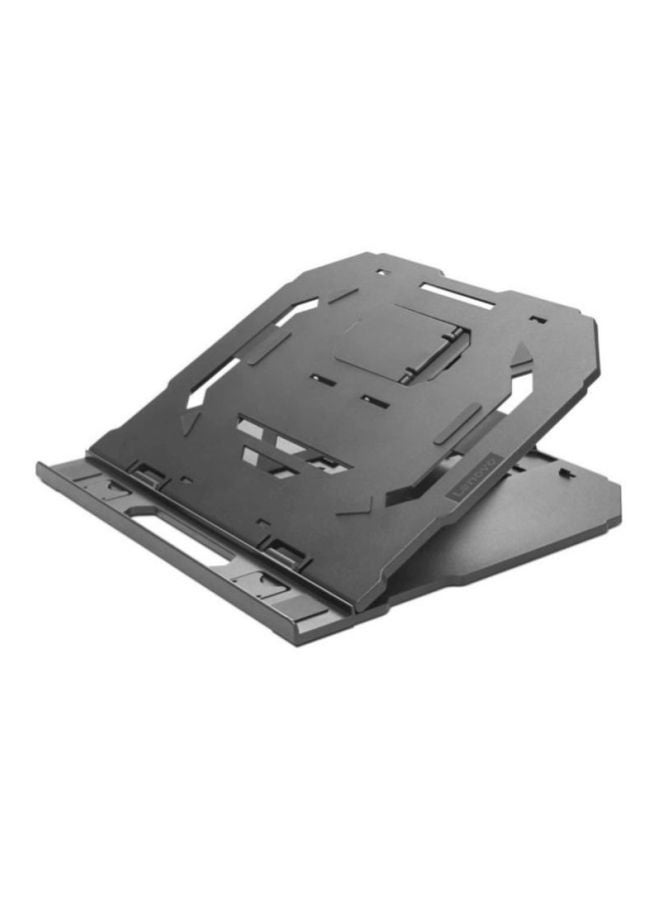 Lenovo - 2-In-1 Laptop Stand, Support for Laptops Up to 15", Ergonomic Design With 10 Adjustable Tilt Angles, Additional Cellphone Stand, Foldable to Flat Black - Image 1