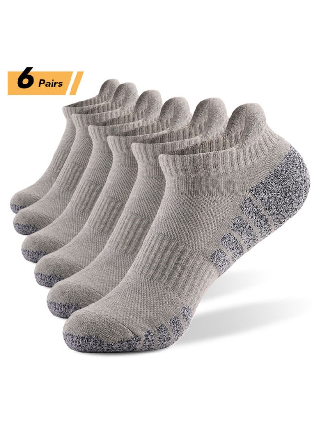 6 Pairs Of Sports Low Cut Ankle Socks Set Grey
