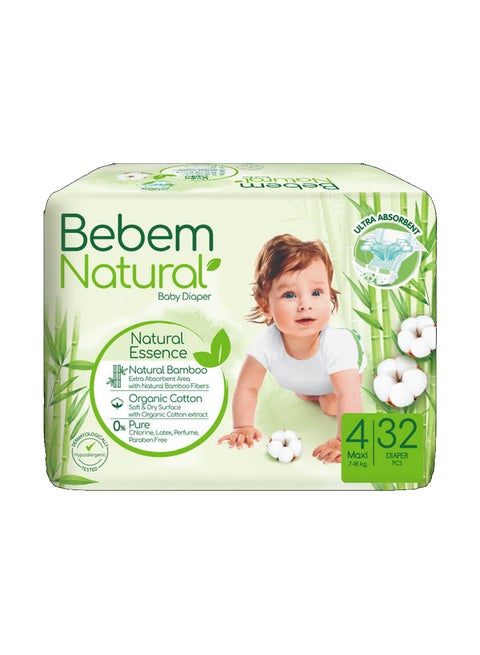 32-Piece Maxi Natural Baby Diaper Size 4, 7-18 Kg