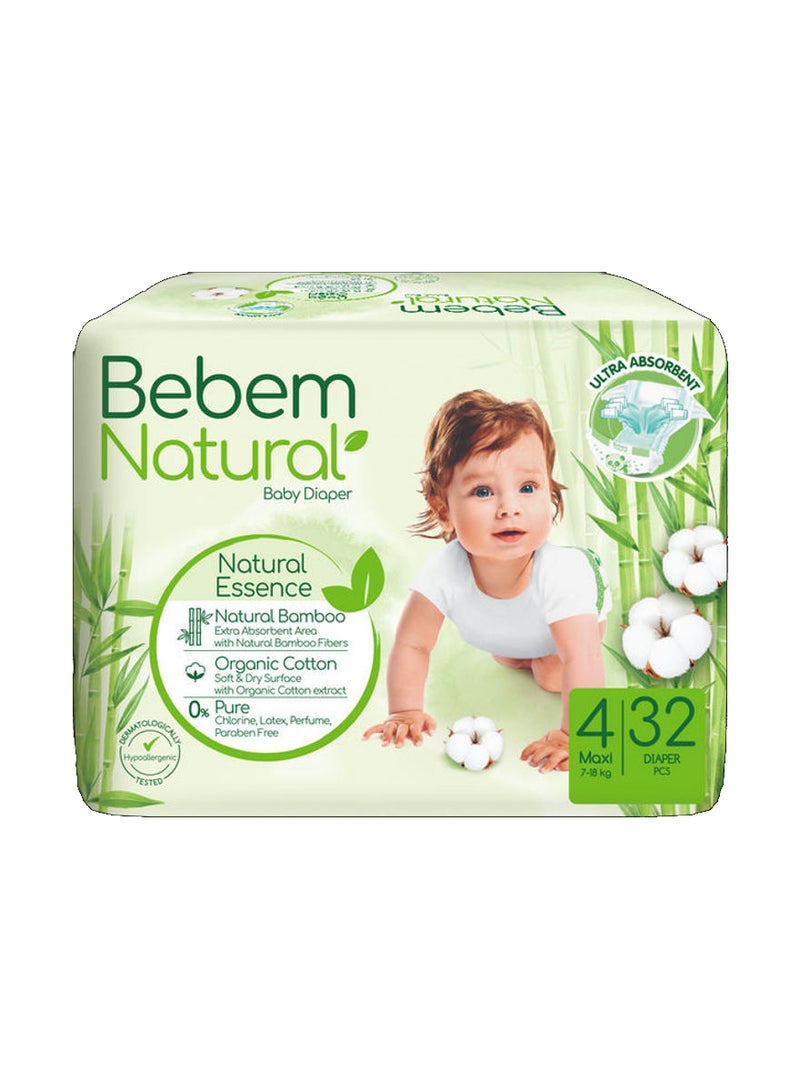 Bebem - 32-Piece Maxi Natural Baby Diaper Size 4, 7-18 Kg - Image 1