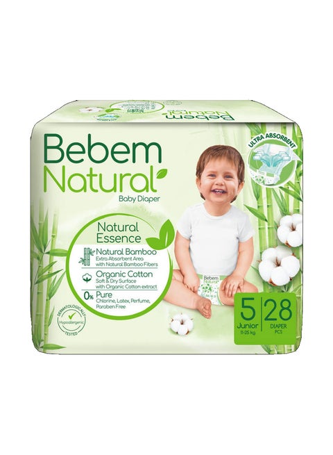 28-Piece Junior Natural Baby Diaper Size 5, 11-25 Kg