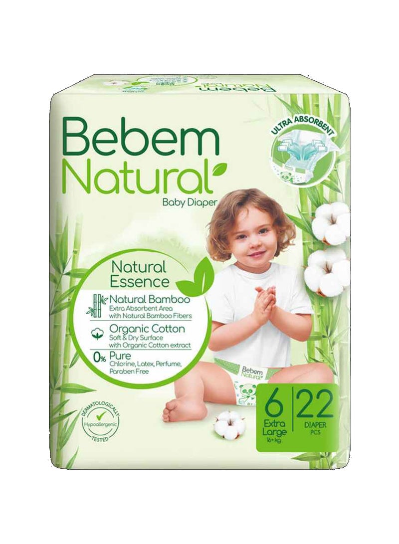 Bebem - 22-Piece Natural Extra Large Baby Diaper Size 6, 16+ Kg - Image 1