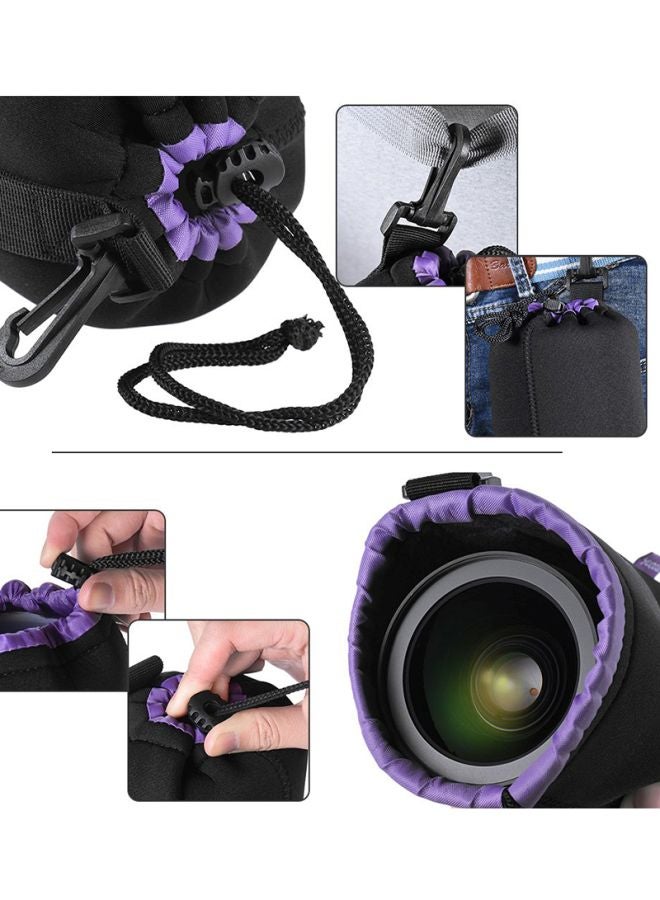 ANDOER Water-Resistant Protective Bag Case Protector For DSLR Lens Black/Purple  - Image 5