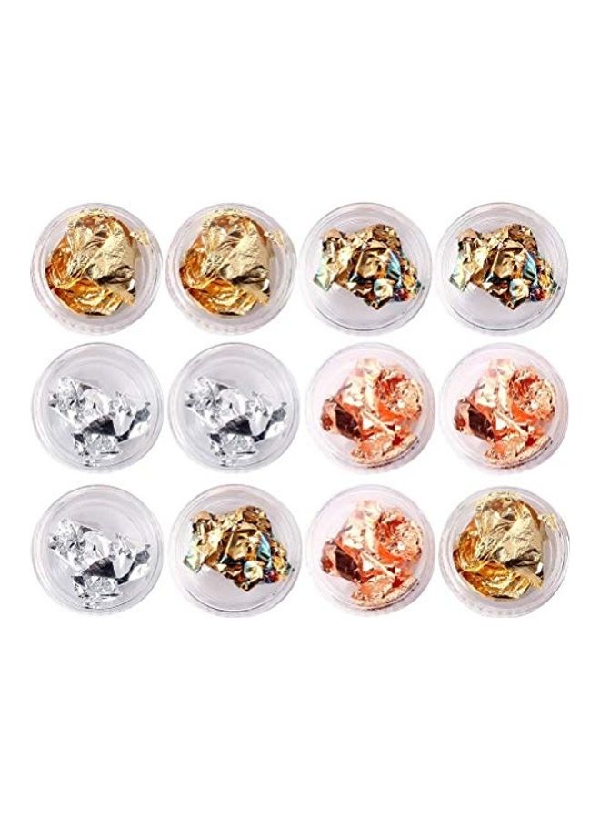 مجموعة علبة رقاقات شرائح القصدير لفن تزيين الأظافر من 12 قطعة متعدد الألوان - Image 1