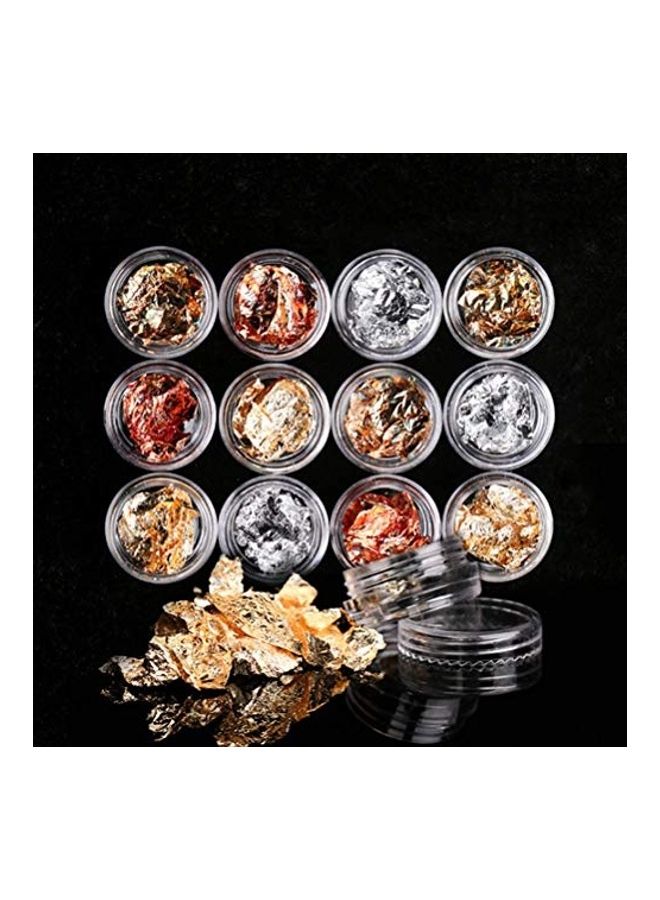 مجموعة علبة رقاقات شرائح القصدير لفن تزيين الأظافر من 12 قطعة متعدد الألوان - Image 2