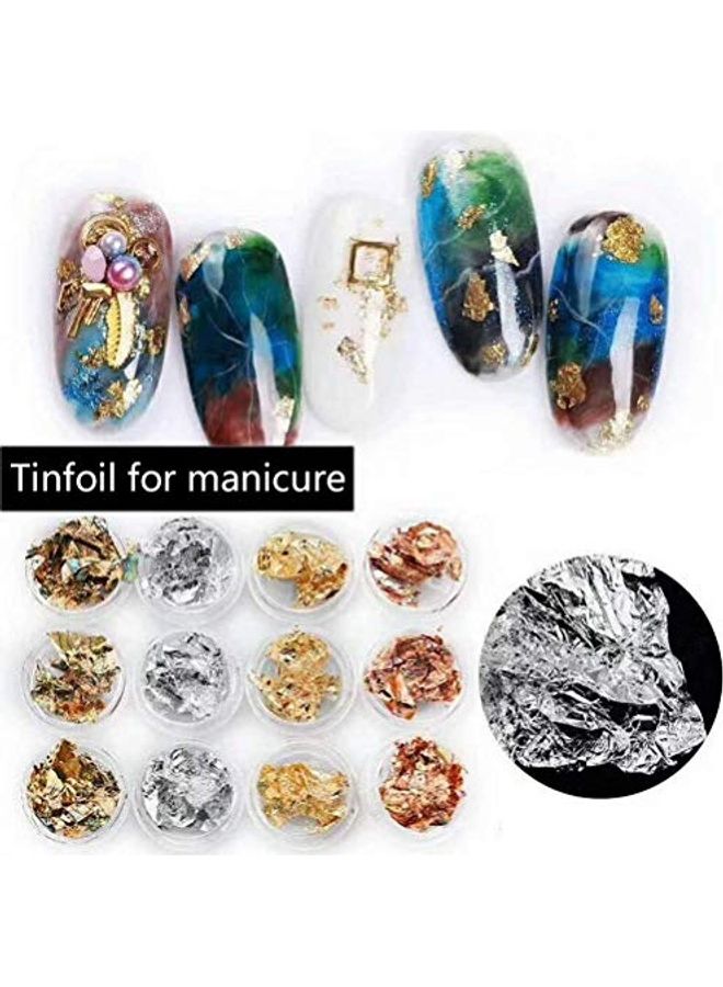 مجموعة علبة رقاقات شرائح القصدير لفن تزيين الأظافر من 12 قطعة متعدد الألوان - Image 3