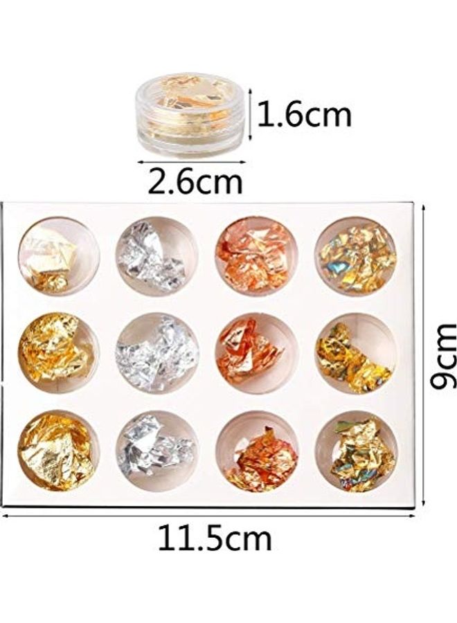 مجموعة علبة رقاقات شرائح القصدير لفن تزيين الأظافر من 12 قطعة متعدد الألوان - Image 4