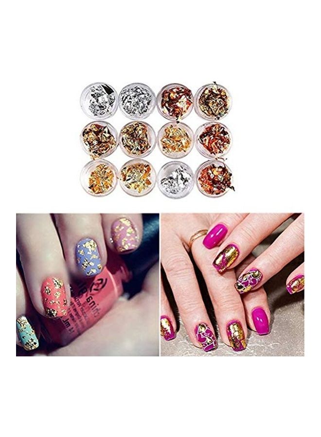 مجموعة علبة رقاقات شرائح القصدير لفن تزيين الأظافر من 12 قطعة متعدد الألوان - Image 5