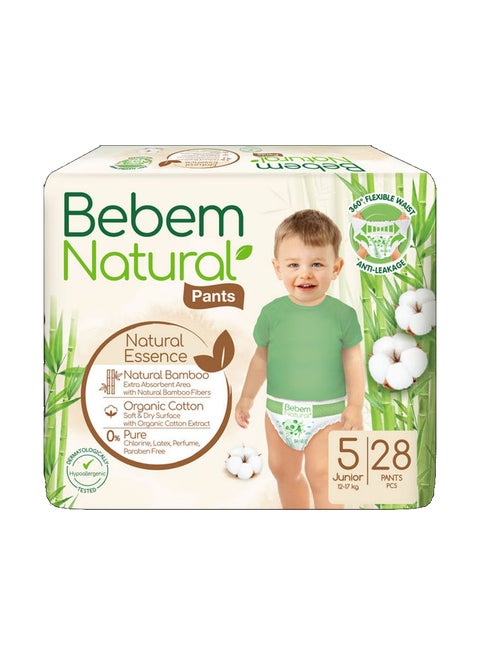 28-Piece Junior Natural Pants Diaper Size 5 Twin 12-17 Kg