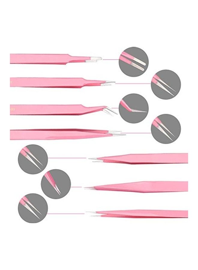 7-Piece Tweezer Set Pink/Silver - Image 3