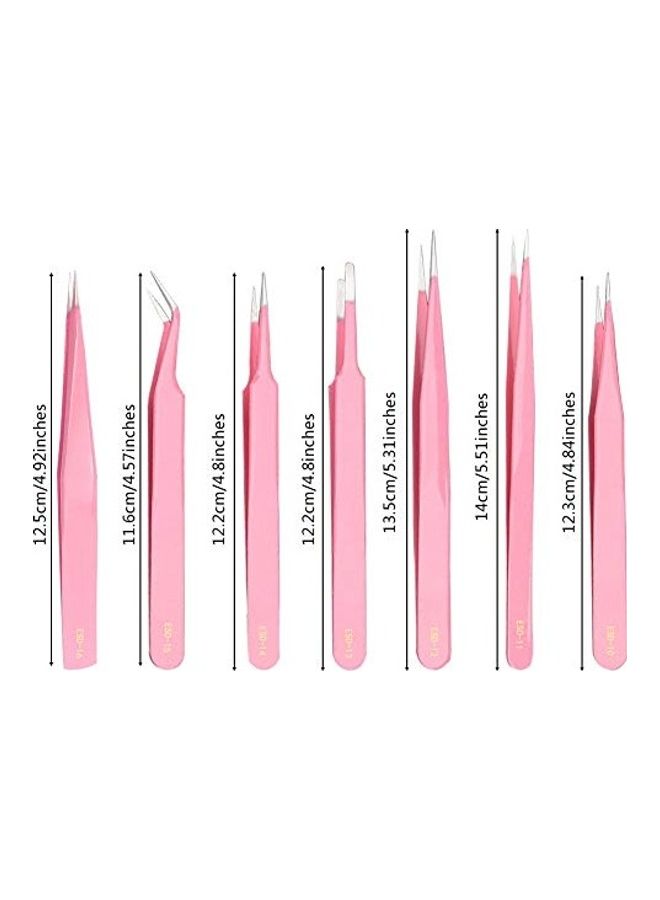 7-Piece Tweezer Set Pink/Silver - Image 4