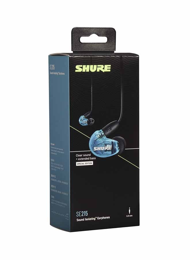 Shure - SE215 Sound Isolating Earphones With 3.5mm Cable, Remote And Mic, Special Edition Blue Black/Blue - Image 1