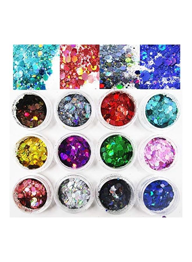 Generic 12-Piece Holographic Festival Glitters Nail Art Multicolour  - Image 1