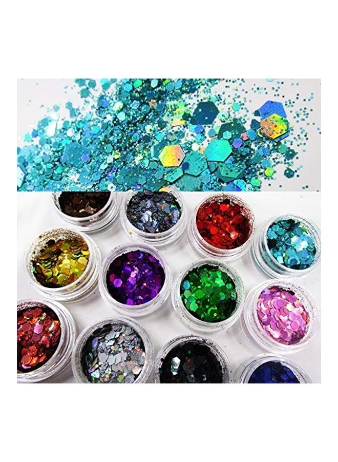Generic 12-Piece Holographic Festival Glitters Nail Art Multicolour  - Image 4