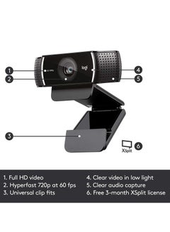 Logitech C922 1080P Pro Stream Webcam Black  - Image 5