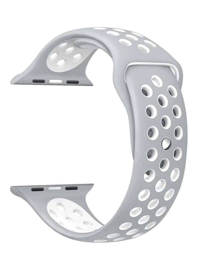 Ozone Soft Silicone Replacement Strap Wristband For Apple Watch 42mm Nike Band Series 1/2 Grey/White - Image 1