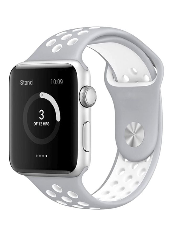 Ozone Soft Silicone Replacement Strap Wristband For Apple Watch 42mm Nike Band Series 1/2 Grey/White - Image 2