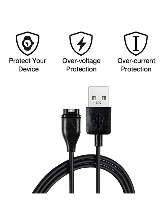 فوبيري - كابل شحن ومزامنة بيانات USB بديل لساعة جارمن فينيكس 5/5S/5X بلس أسود - Image 1