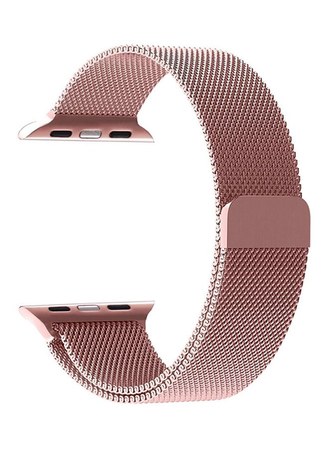 PROMATE - Stainless-Steel Mesh Milanese Replacement Strap For Apple Watch Series 3/2/1 45/44/42mm Rose Gold - Image 1