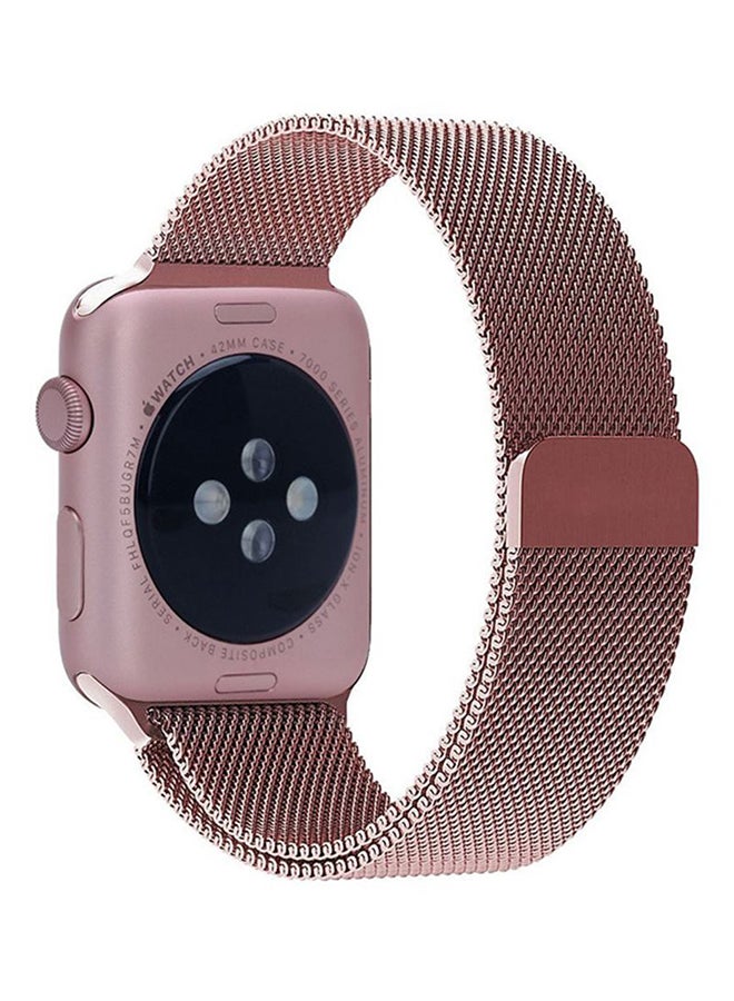 PROMATE - Stainless-Steel Mesh Milanese Replacement Strap For Apple Watch Series 3/2/1 45/44/42mm Rose Gold - Image 1
