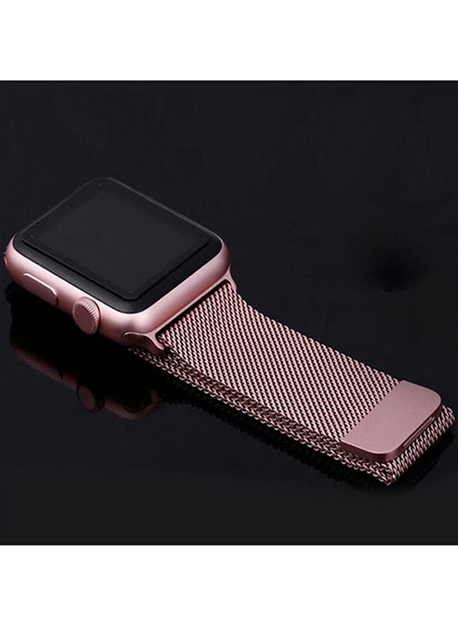 PROMATE - Stainless-Steel Mesh Milanese Replacement Strap For Apple Watch Series 3/2/1 45/44/42mm Rose Gold - Image 1