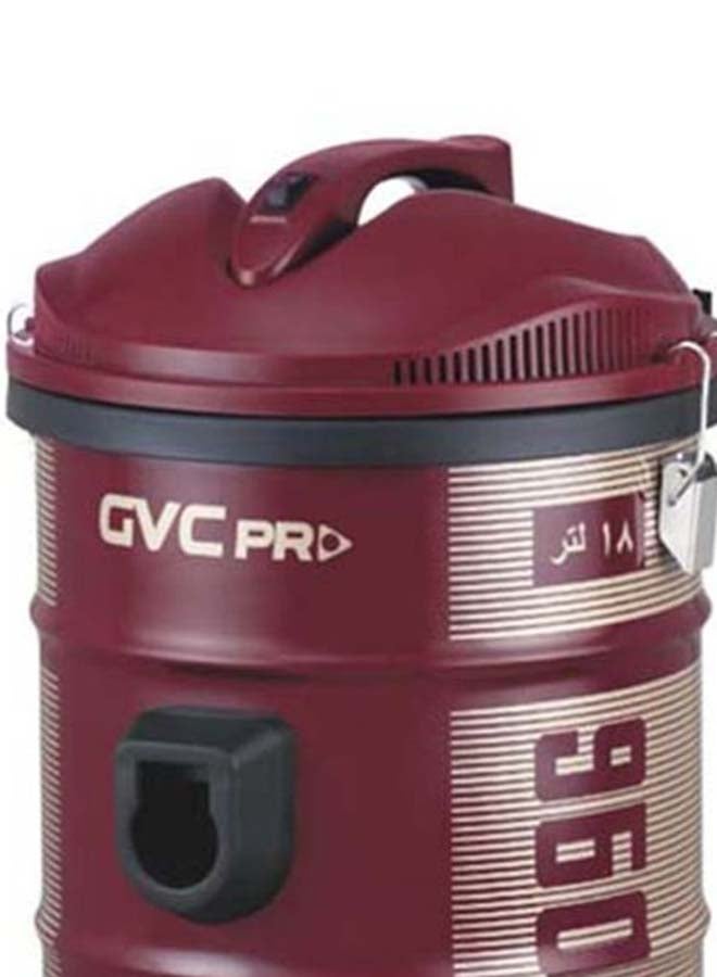 مكنسة كهربائية مزودة بعلبة تخزين سعة 18 لتراً وقدرة 1600 وات 18 L 1600 W GVC-1600 أحمر