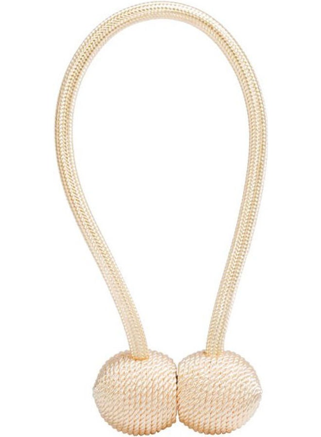 Generic 1 Pair and Ball Curtain Clip Buckle with Magnetic Tie back and Hemp Rope Weave by Handwork Beige 40cm 