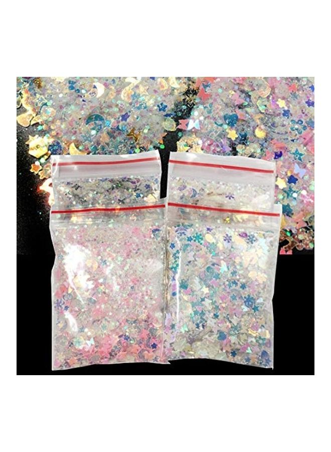 Chunky Glitter Powder Holographic Heart Butterfly Star Flower Nail Art Multicolour - Image 1