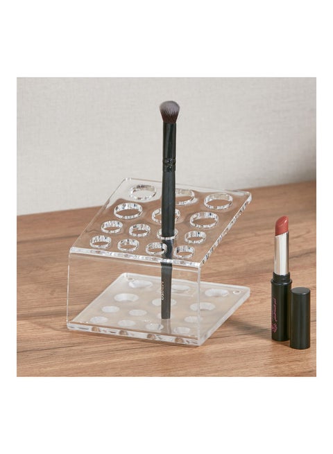 Makeup Brush Stand With Circular Cutouts Clear