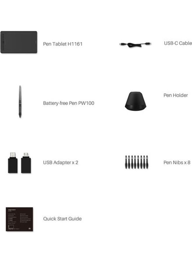 HUION INSPIROY H1161 Drawing Tablet Black  - Image 2