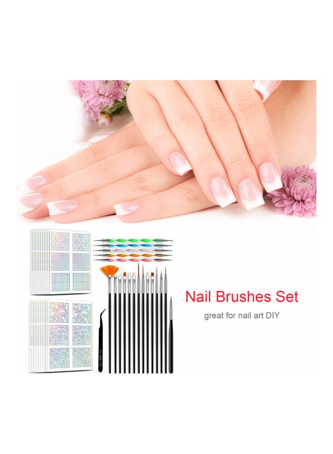 طقم فرش أظافر مع ملصقات أظافر وأقلام تنقيط للأظافر متعدد الألوان - Image 3