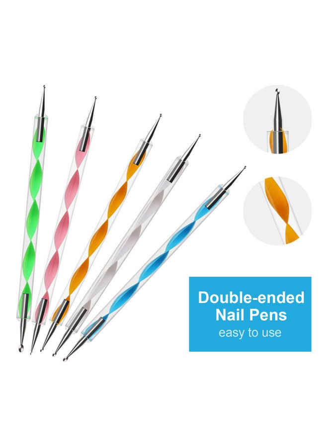 طقم فرش أظافر مع ملصقات أظافر وأقلام تنقيط للأظافر متعدد الألوان - Image 4