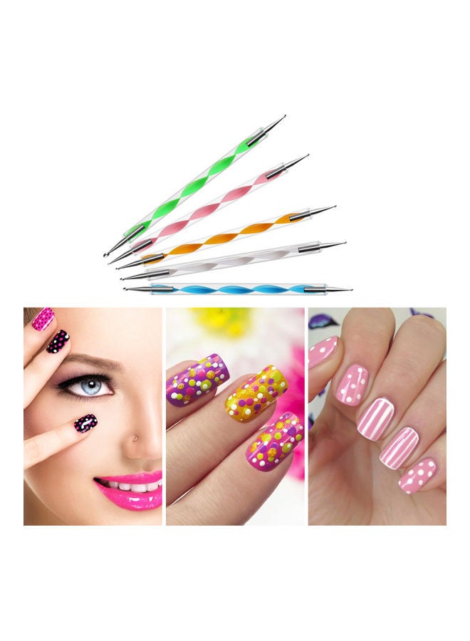 طقم فرش أظافر مع ملصقات أظافر وأقلام تنقيط للأظافر متعدد الألوان - Image 5