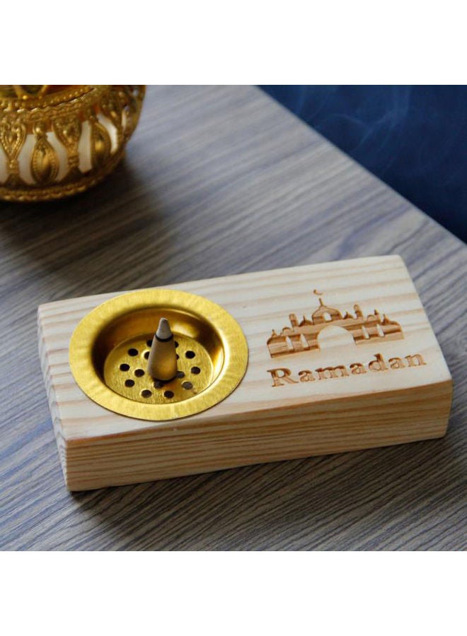 آن فش مبخرة بتصميم شهر رمضان بيج / الذهب 13.5x6.5x2.8سم  - Image 1