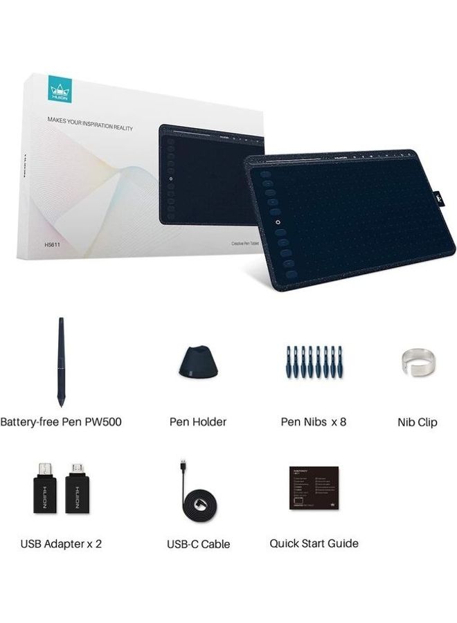 HUION HS611 Drawing Tablet Blue  - Image 2