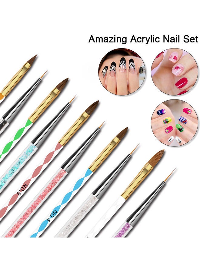 10-Piece Dual Ended Nail Art Brushes Kit Multicolour - Image 2