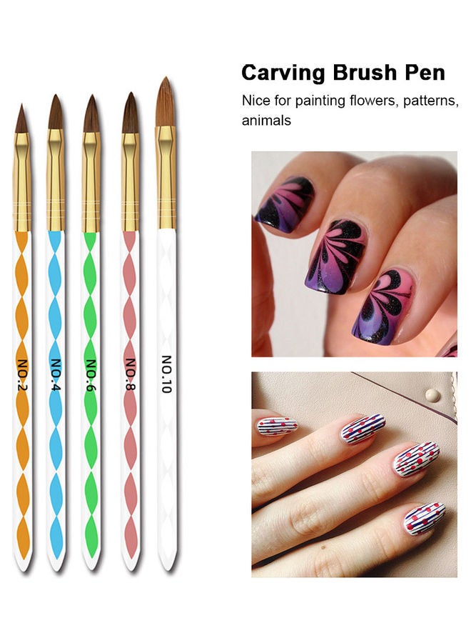10-Piece Dual Ended Nail Art Brushes Kit Multicolour - Image 3