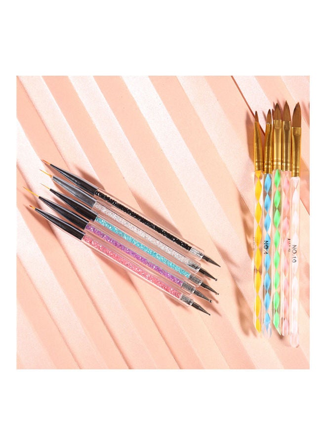 10-Piece Dual Ended Nail Art Brushes Kit Multicolour - Image 4