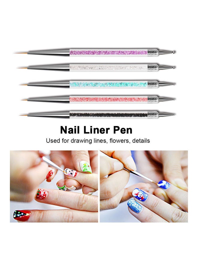 10-Piece Dual Ended Nail Art Brushes Kit Multicolour - Image 5