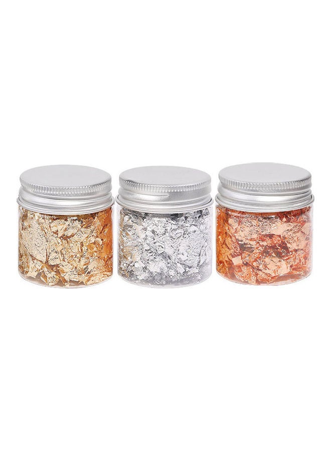 3-Piece Nail Art Foil Flakes Bottle Set Multicolour - Image 1