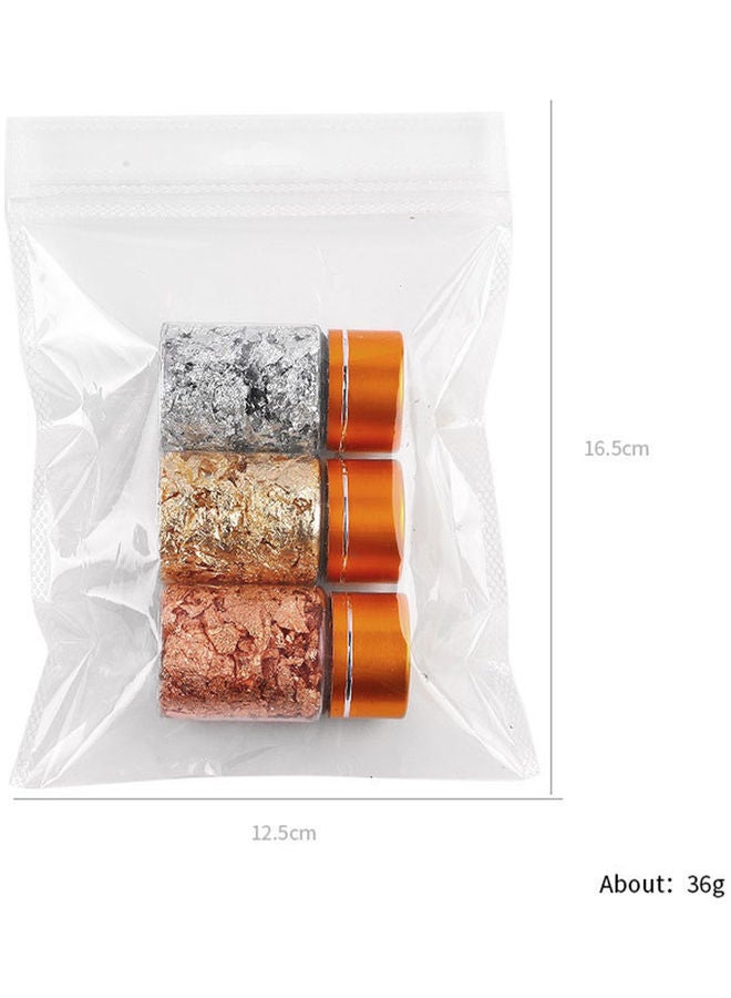 3-Piece Nail Art Foil Flakes Bottle Set Multicolour - Image 2