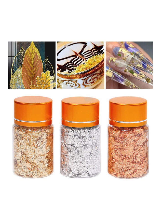 3-Piece Nail Art Foil Flakes Bottle Set Multicolour - Image 3