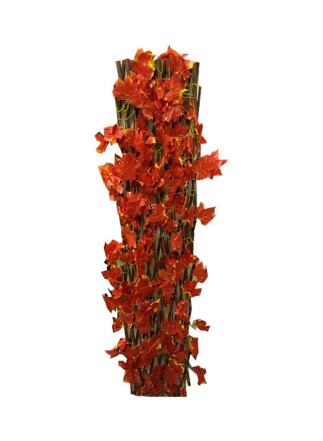 Generic 2-Piece Wooden Fence with Artificial Plant Maple Leaves Orange/Brown  - Image 2