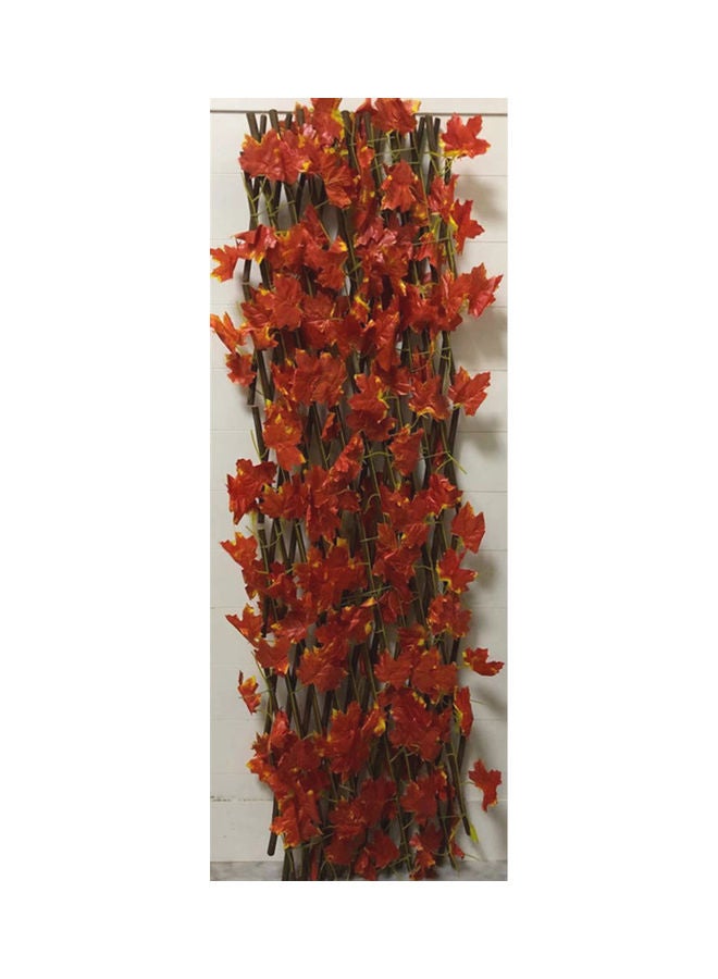 Generic 2-Piece Wooden Fence with Artificial Plant Maple Leaves Orange/Brown  - Image 3