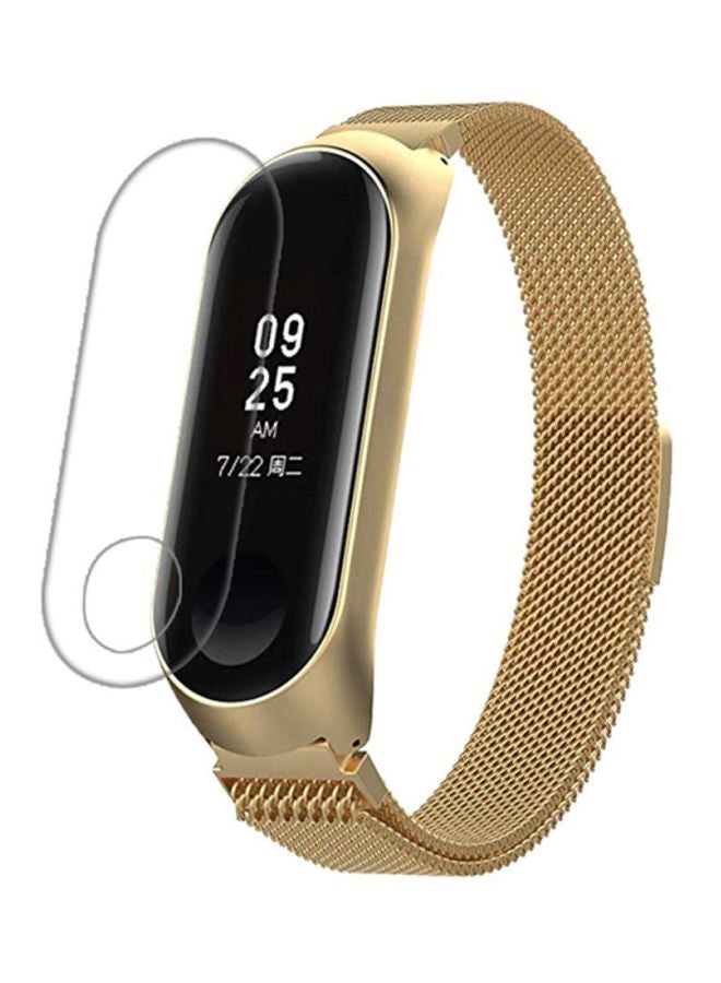 Voberry Replacement Band With Screen Protector For Xiaomi Mi Band 3 Gold  - Image 3