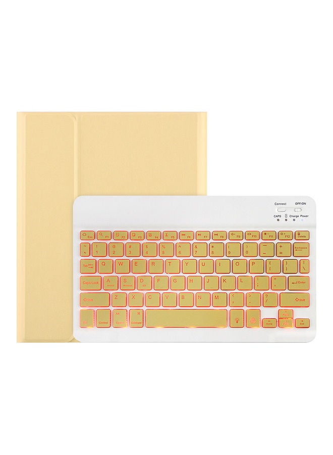 Bluetooth Keyboard With Protective Case Yellow - Image 1