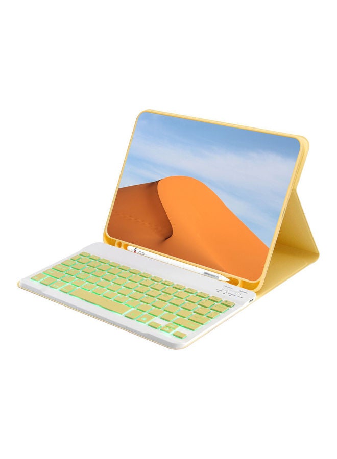 Bluetooth Keyboard With Protective Case Yellow - Image 4