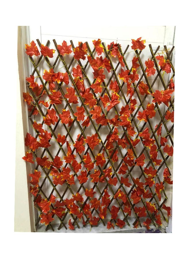Generic Wooden Fence with Artificial Plant Maple Leaves Orange/Brown  - Image 1